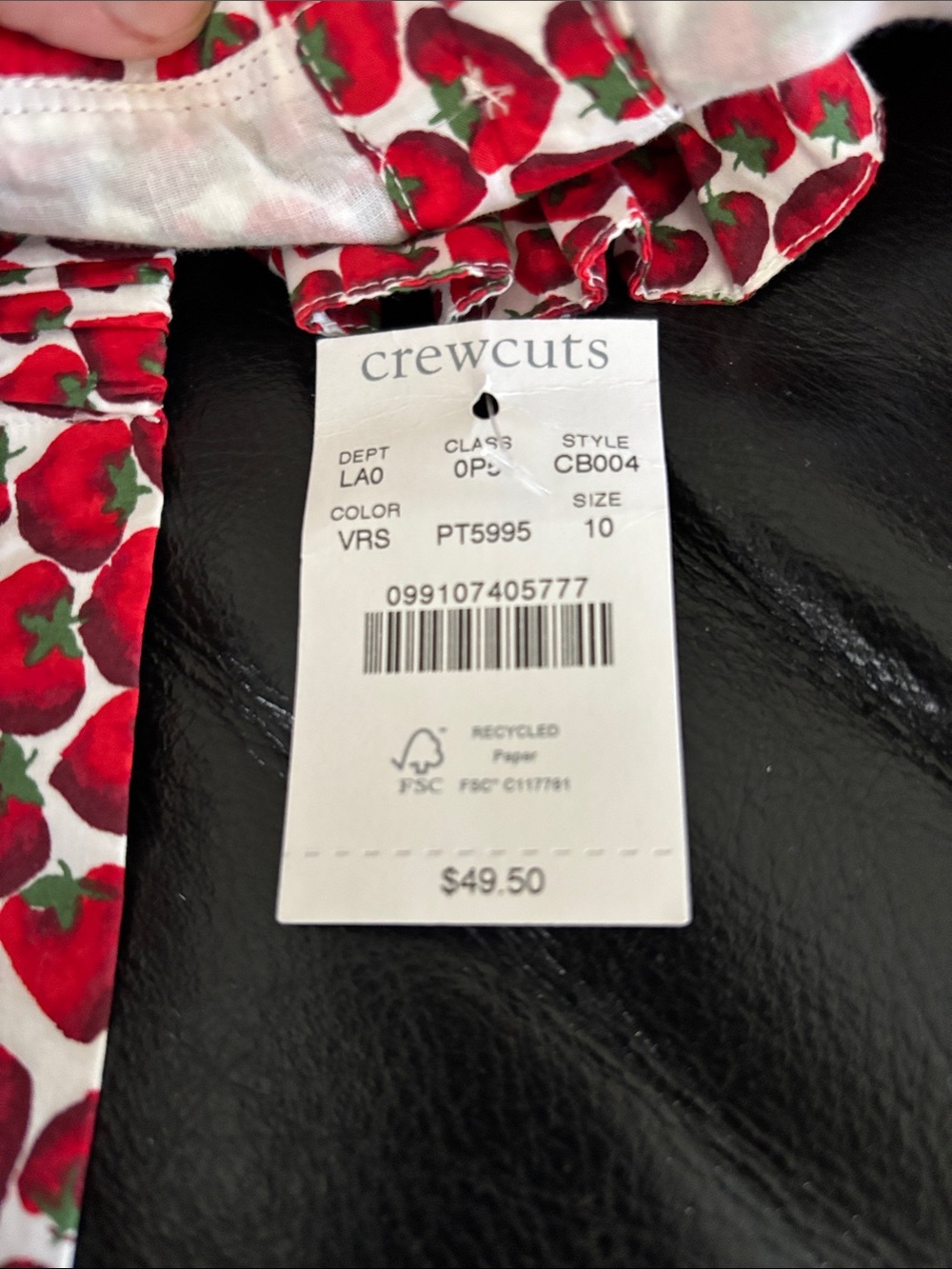 new w/ tag Crewcuts White Button-Up Shirt with Red & Green Strawberry Print - Picture 5 of 5